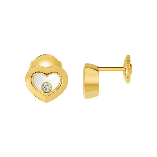 Chopard Happy Diamonds earrings in 18k ethical yellow gold with moving diamonds view 2