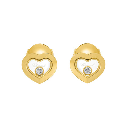 Chopard Happy Diamonds earrings in 18k ethical yellow gold with moving diamonds view 3