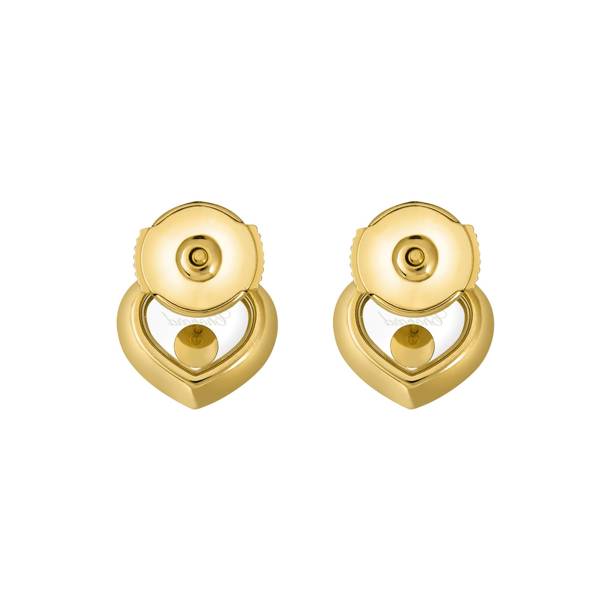 Chopard Happy Diamonds earrings in 18k ethical yellow gold with moving diamonds view 4