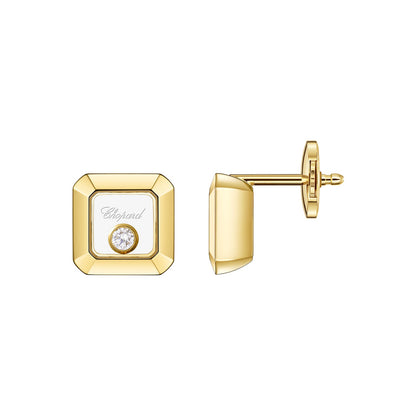 Chopard Happy Diamonds earrings in 18k ethical yellow gold with moving diamonds view 2