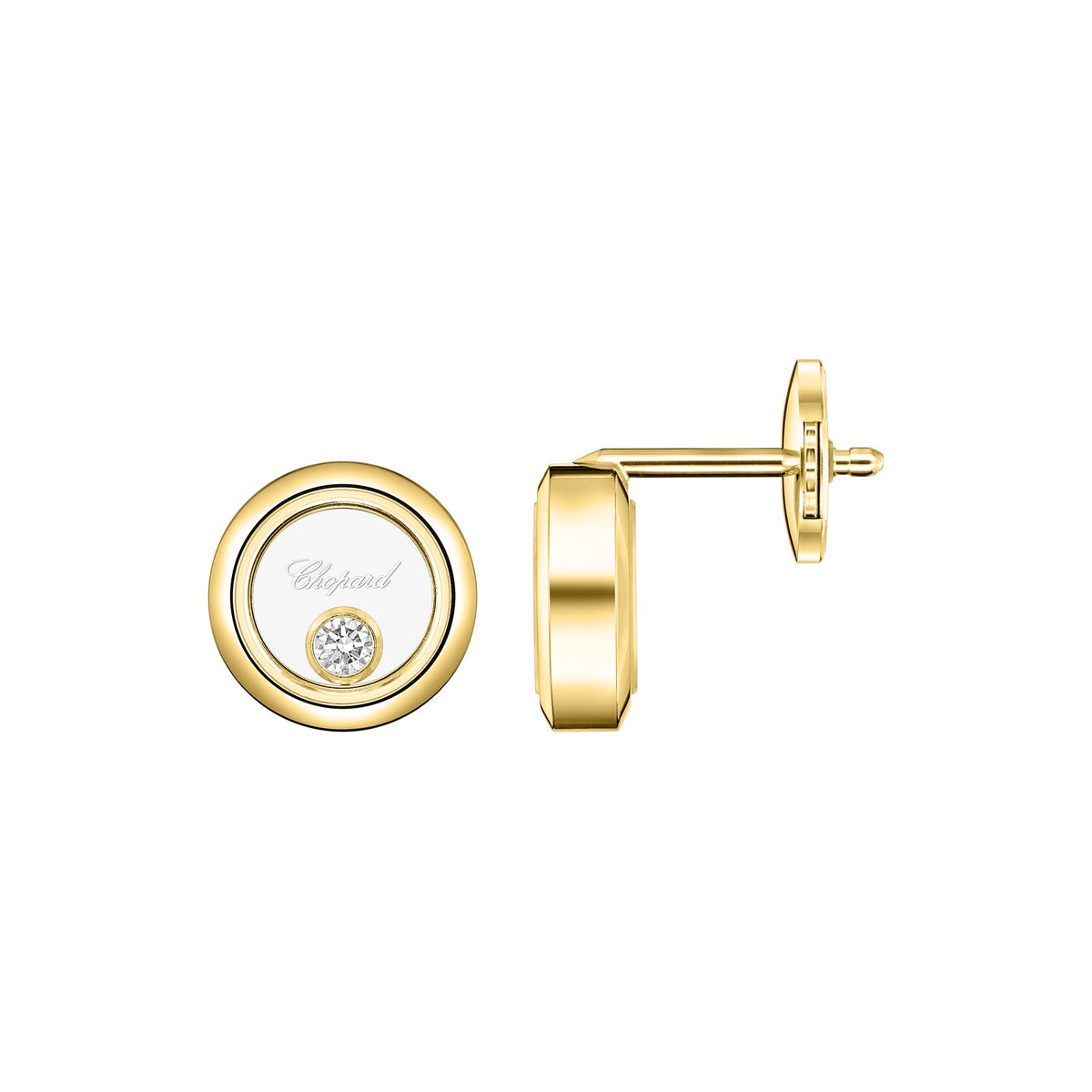 Chopard Happy Diamonds earrings in 18k ethical yellow gold view 2