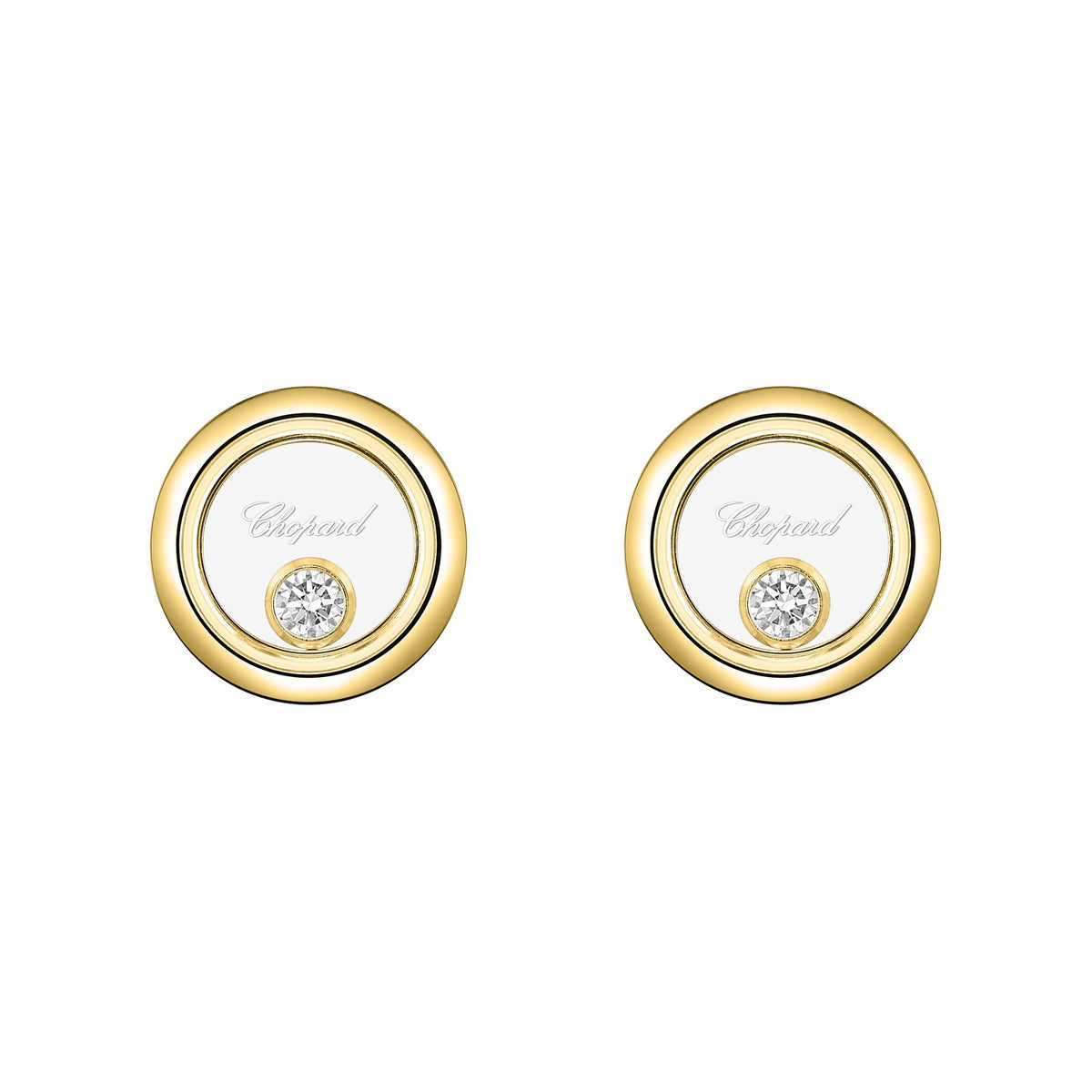 Chopard Happy Diamonds earrings in 18k ethical yellow gold view 3