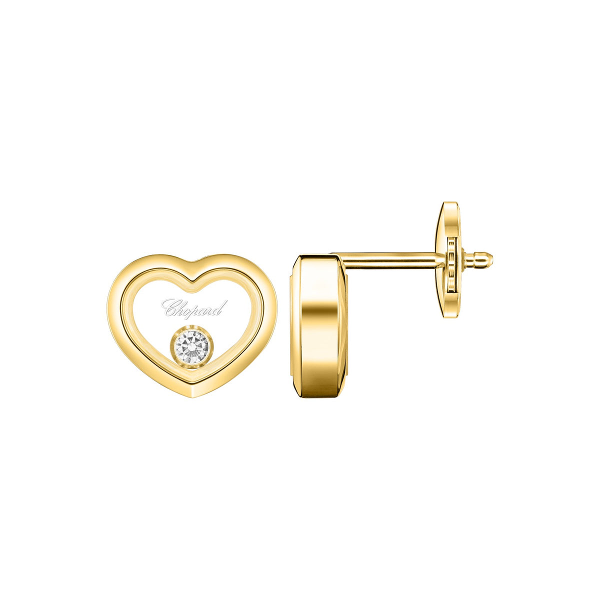 Chopard Happy Diamonds earrings in 18k ethical yellow gold view 2