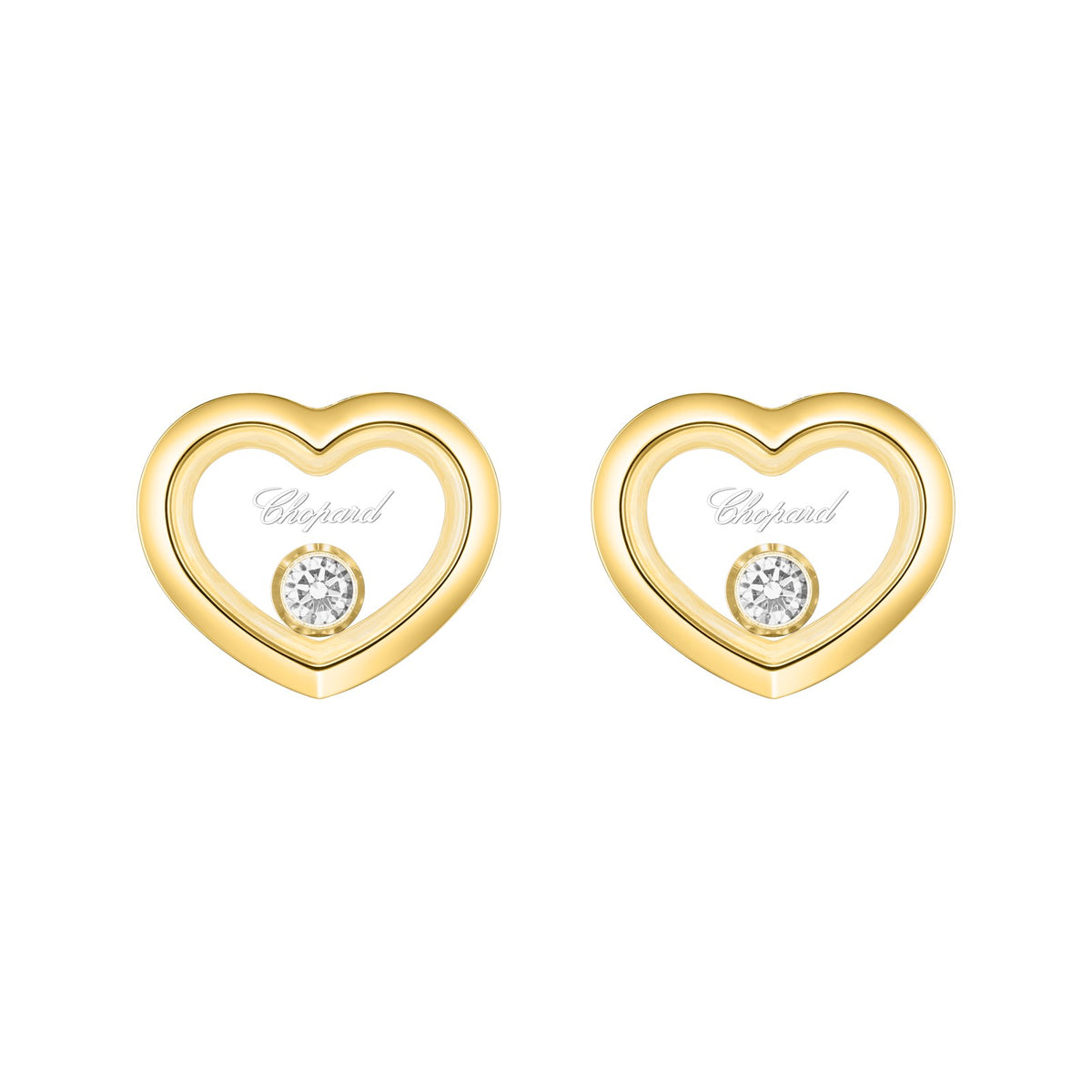 Chopard Happy Diamonds earrings in 18k ethical yellow gold view 3