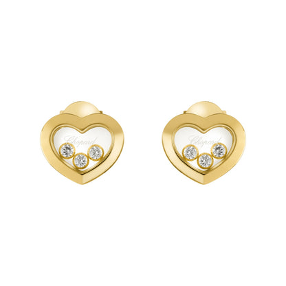 Chopard Happy Diamonds earrings in 18k ethical yellow gold with moving diamonds view 3