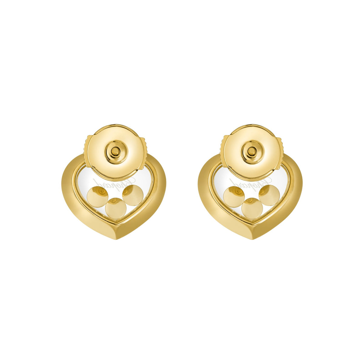 Chopard Happy Diamonds earrings in 18k ethical yellow gold with moving diamonds view 4