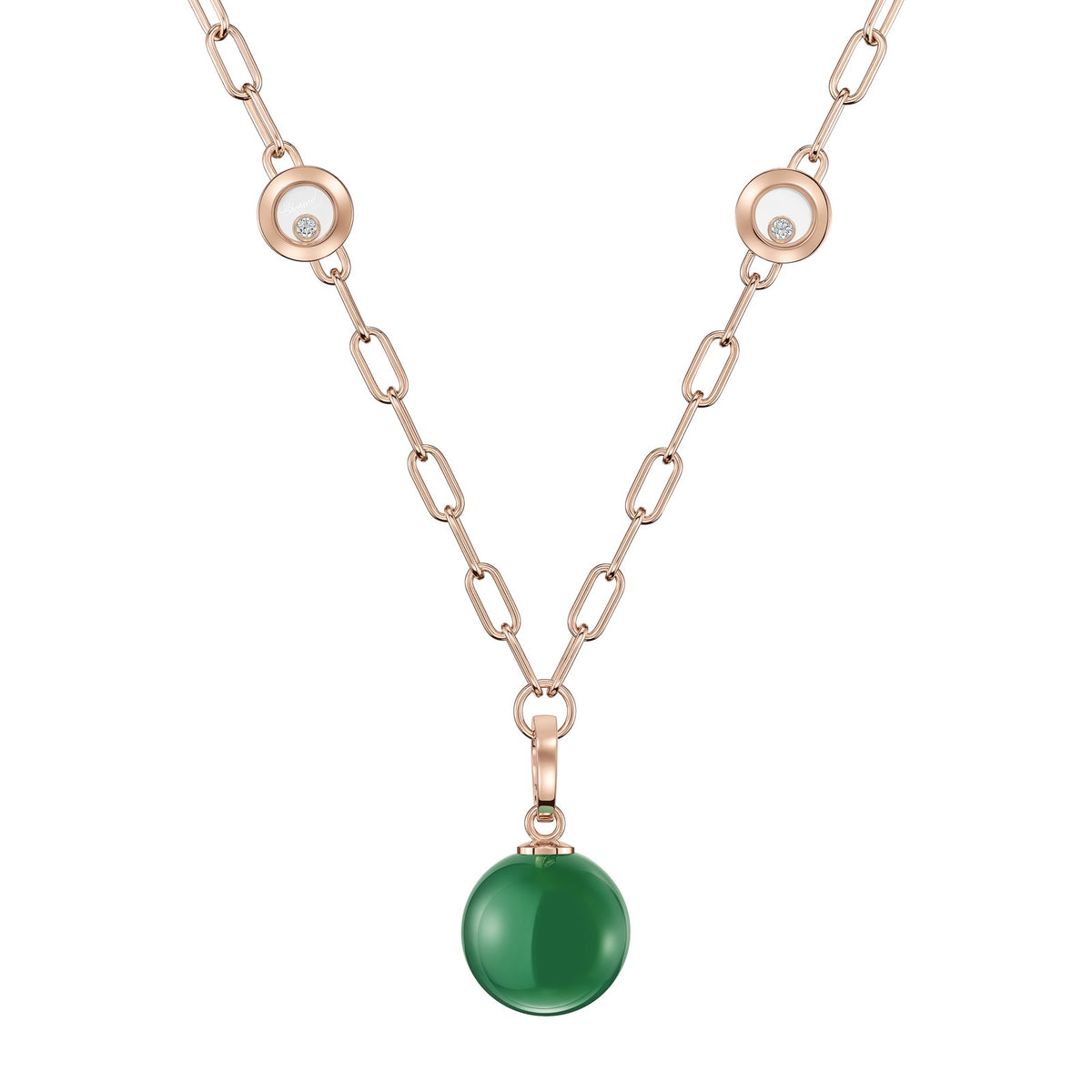 Chopard Happy Diamonds necklace in 18k ethical rose gold with diamonds and agate