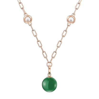 Chopard Happy Diamonds necklace in 18k ethical rose gold with diamonds and agate