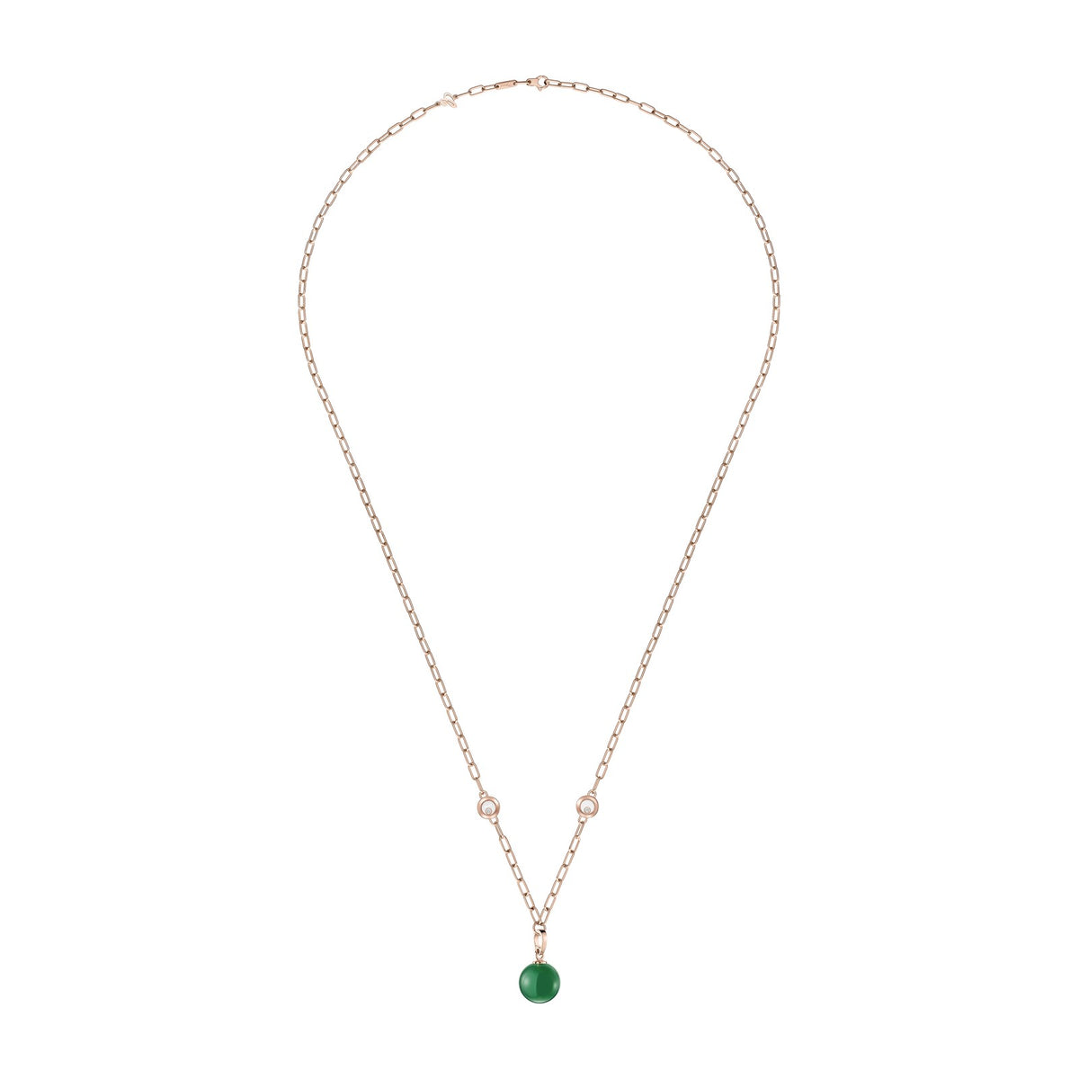 Chopard Happy Diamonds necklace in 18k ethical rose gold with diamonds and agate, view 2