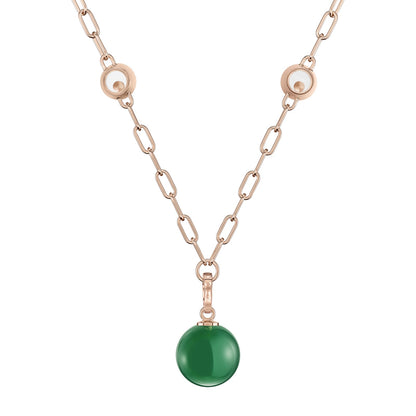 Chopard Happy Diamonds necklace in 18k ethical rose gold with diamonds and agate, view 3