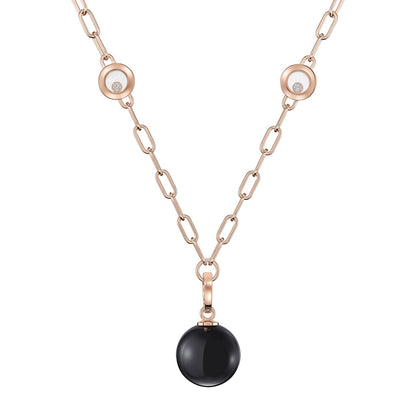 Chopard Happy Diamonds necklace in 18k ethical rose gold with diamonds and onyx