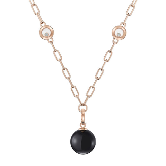 Chopard Happy Diamonds necklace in 18k ethical rose gold with diamonds and onyx