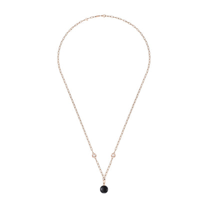 Chopard Happy Diamonds necklace in 18k ethical rose gold with diamonds and onyx, view 2