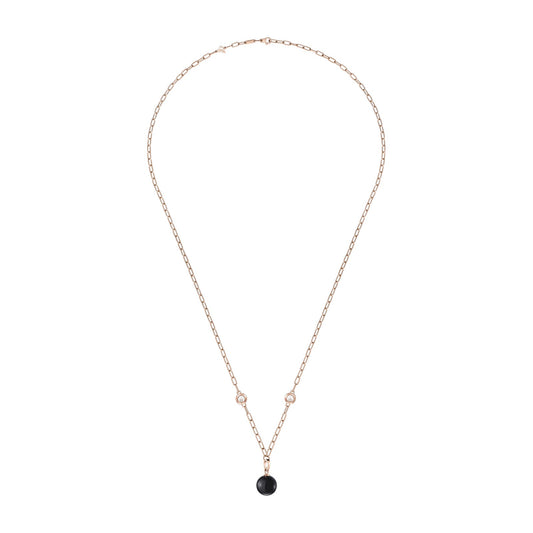 Chopard Happy Diamonds necklace in 18k ethical rose gold with diamonds and onyx, view 2