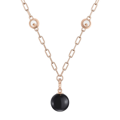 Chopard Happy Diamonds necklace in 18k ethical rose gold with diamonds and onyx, view 3