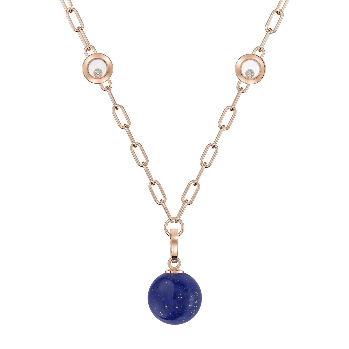 Chopard Happy Diamonds necklace in 18k ethical rose gold with diamonds and lapis lazuli