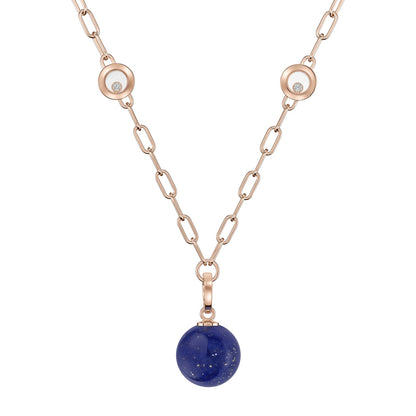 Chopard Happy Diamonds necklace in 18k ethical rose gold with diamonds and lapis lazuli