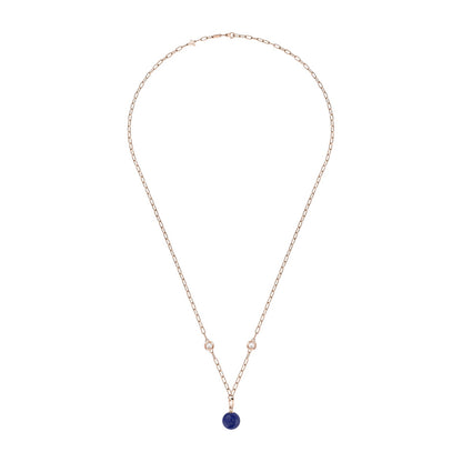 Chopard Happy Diamonds necklace in 18k ethical rose gold with diamonds and lapis lazuli, view 2