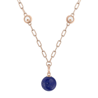 Chopard Happy Diamonds necklace in 18k ethical rose gold with diamonds and lapis lazuli, view 3