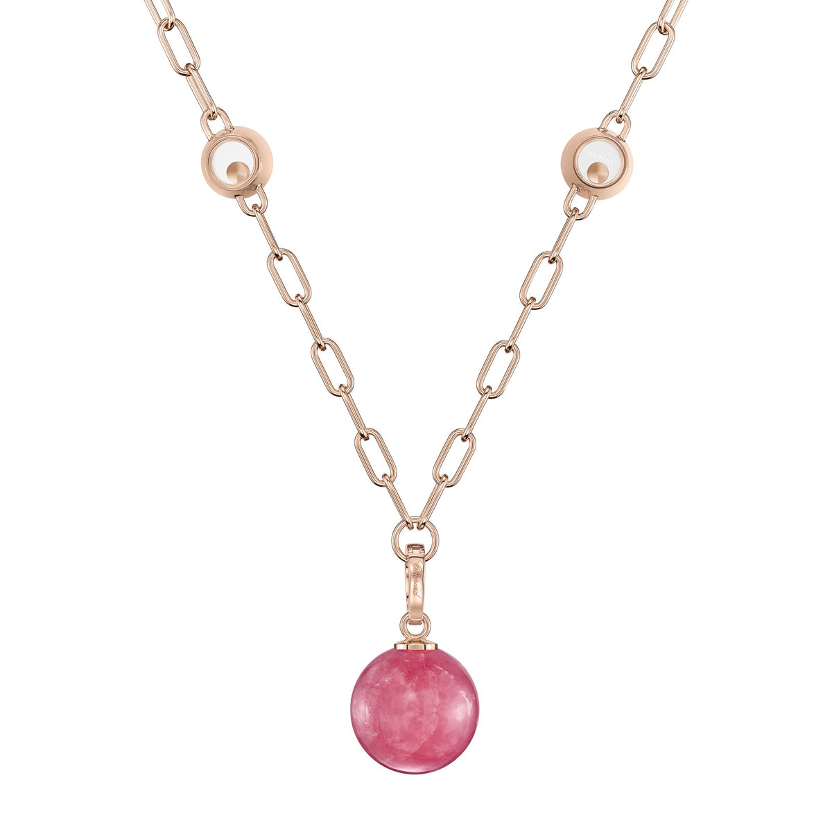 Chopard Happy Diamonds necklace in 18k ethical rose gold with diamonds, view 3