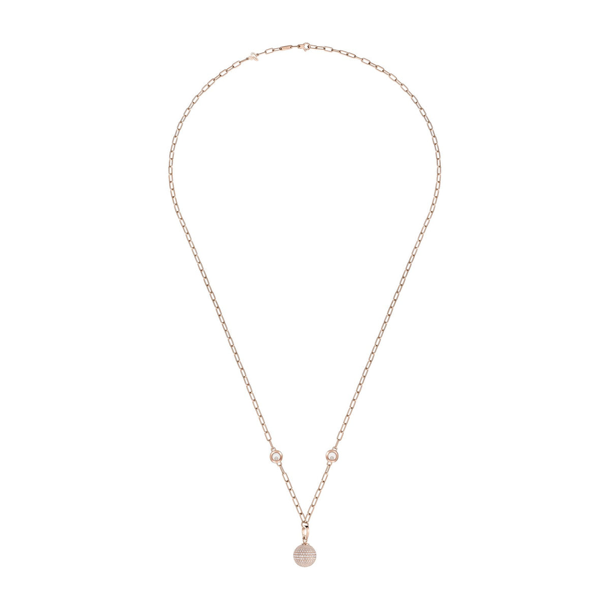 Chopard Happy Diamonds necklace in 18k ethical rose gold with diamonds, view 2