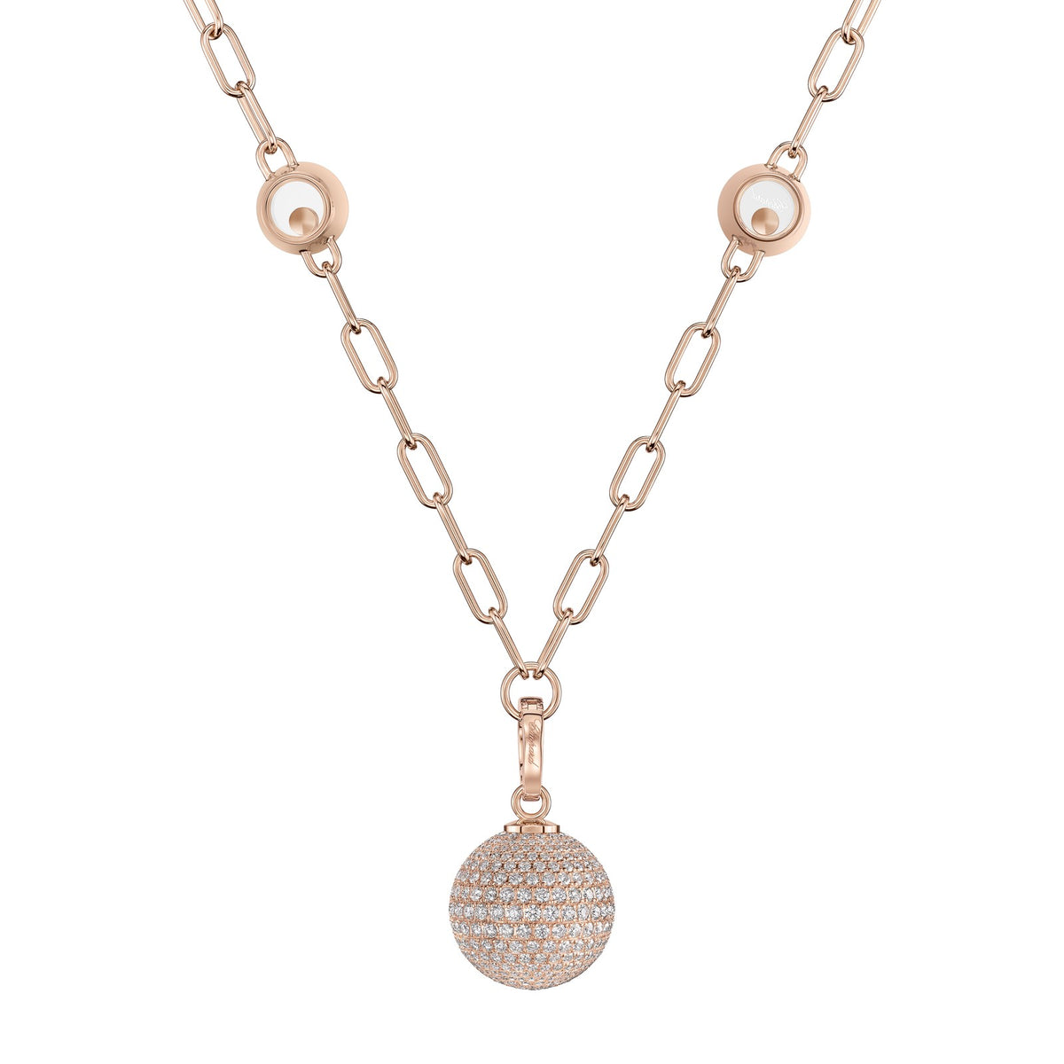 Chopard Happy Diamonds necklace in 18k ethical rose gold with diamonds, view 3