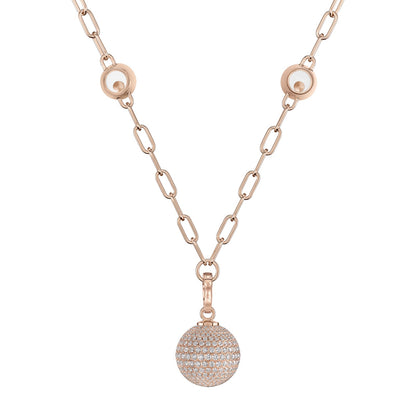 Chopard Happy Diamonds necklace in 18k ethical rose gold with diamonds, view 3