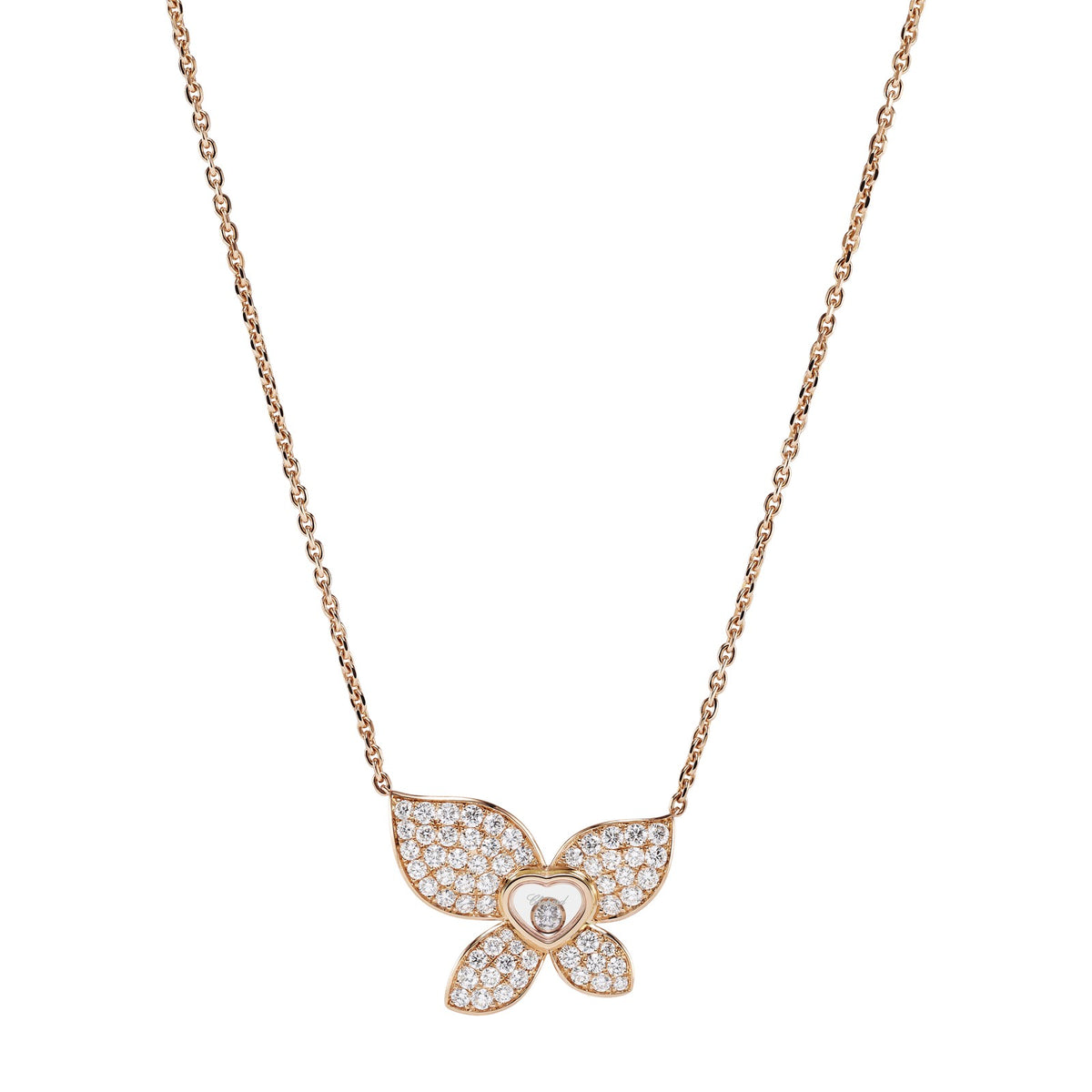 Chopard Happy Diamonds necklace in 18k ethical rose gold with moving diamonds