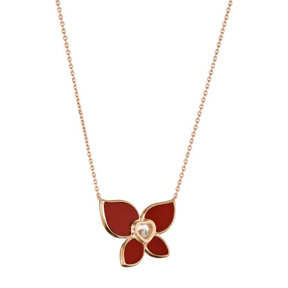 Chopard Happy Diamonds necklace in 18k ethical rose gold with moving diamonds and carnelian view 2