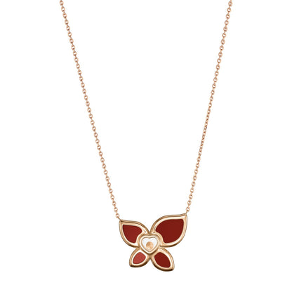 Chopard Happy Diamonds necklace in 18k ethical rose gold with moving diamonds and carnelian view 4