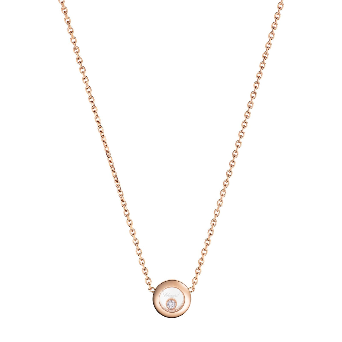 Chopard Happy Diamonds necklace in 18k ethical rose gold with moving diamonds
