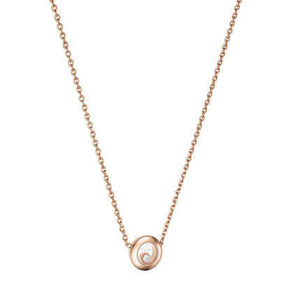 Chopard Happy Diamonds necklace in 18k ethical rose gold with moving diamonds view 2