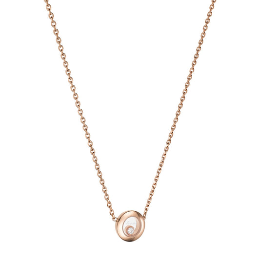 Chopard Happy Diamonds necklace in 18k ethical rose gold with moving diamonds view 2