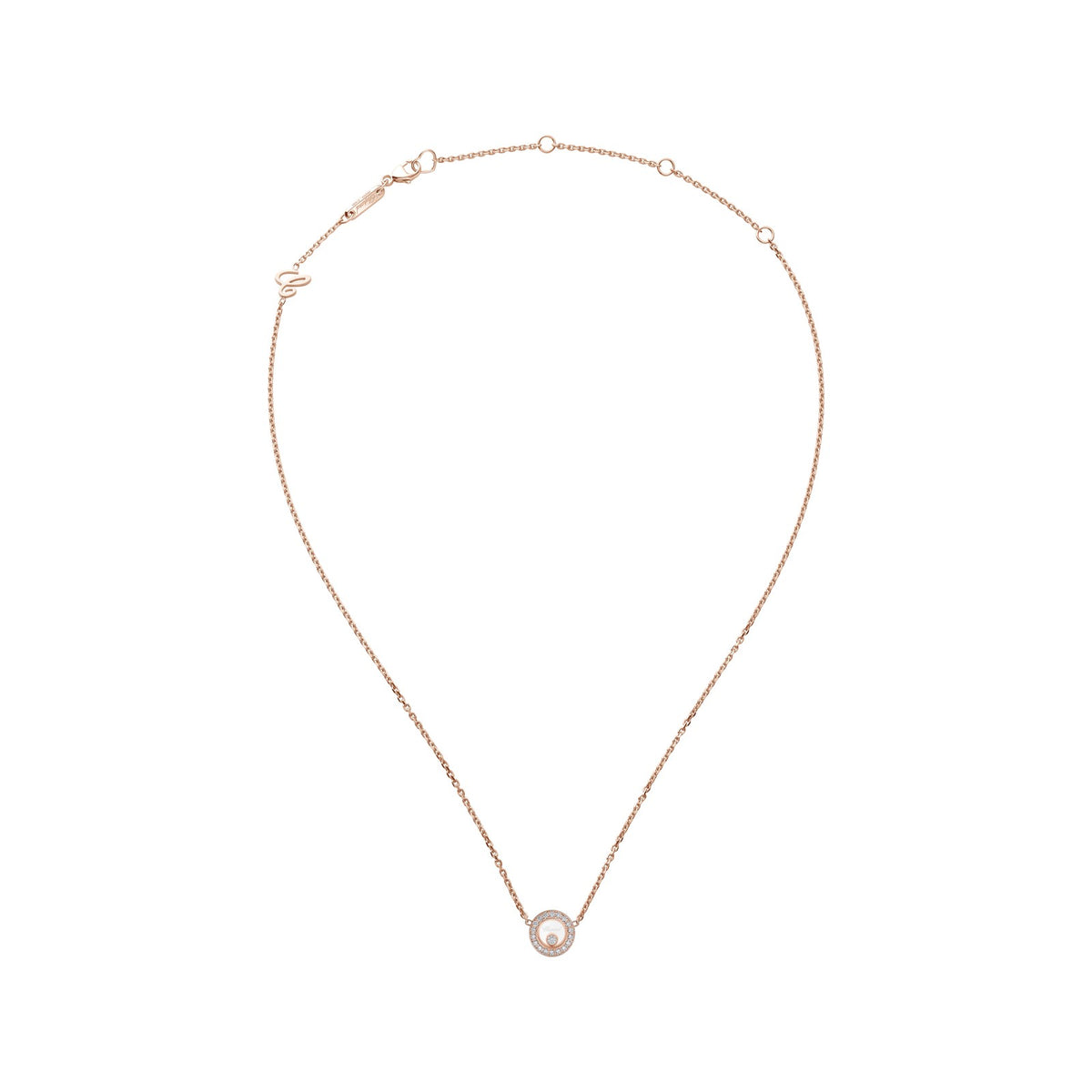 Chopard Happy Diamonds necklace in 18k ethical rose gold view 3
