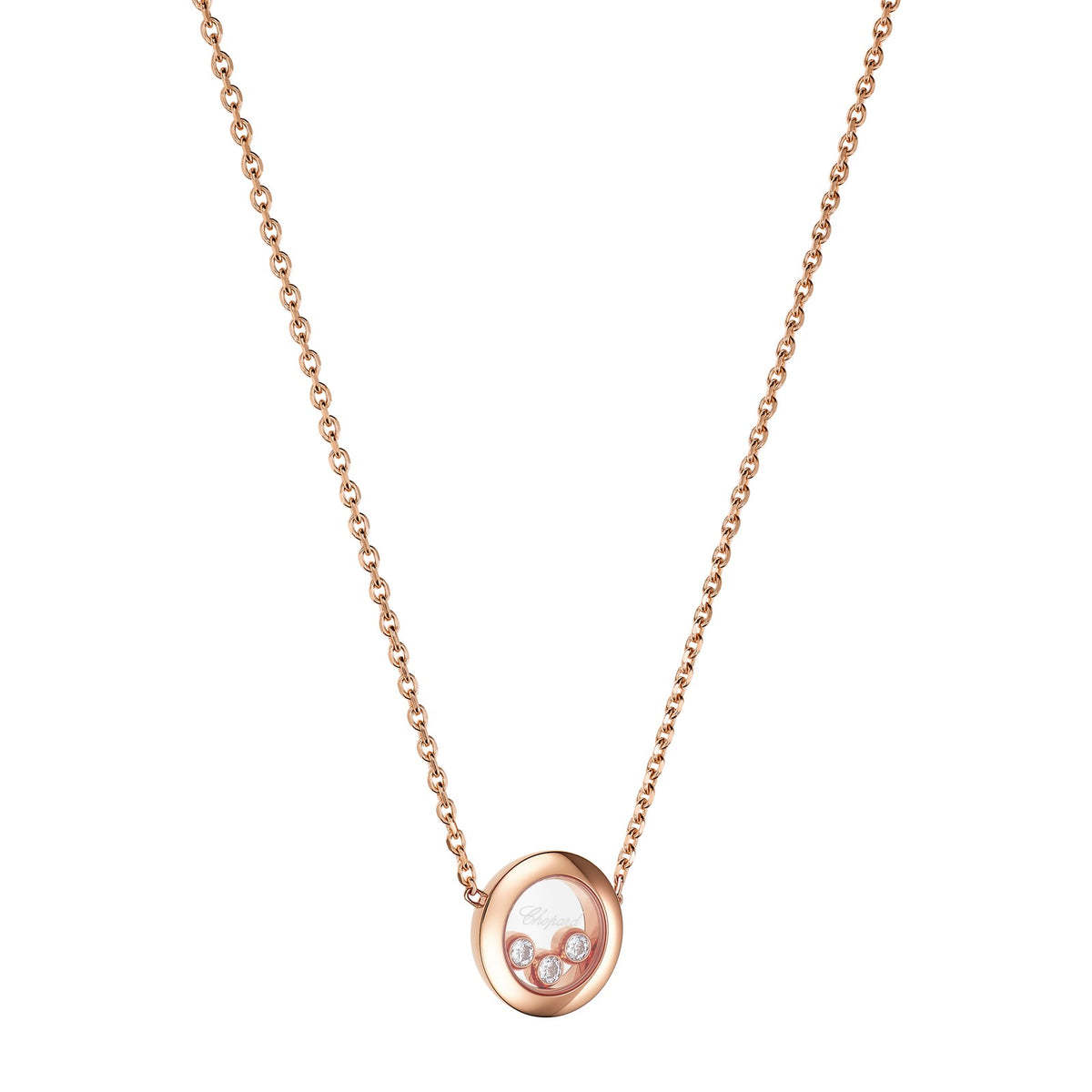 Chopard Happy Diamonds necklace in 18k ethical rose gold view 2