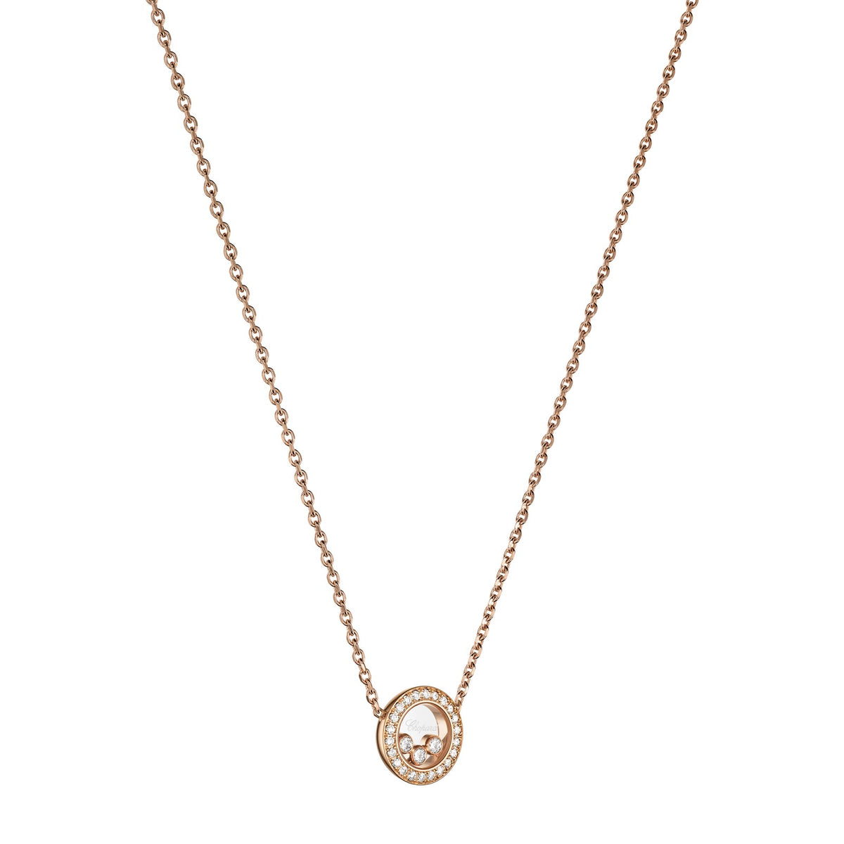 Chopard Happy Diamonds necklace in 18k ethical rose gold view 2