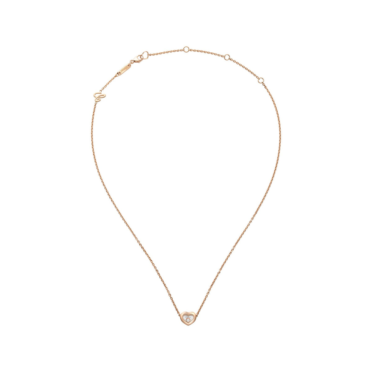 Chopard Happy Diamonds necklace in 18k ethical rose gold with moving diamonds view 3