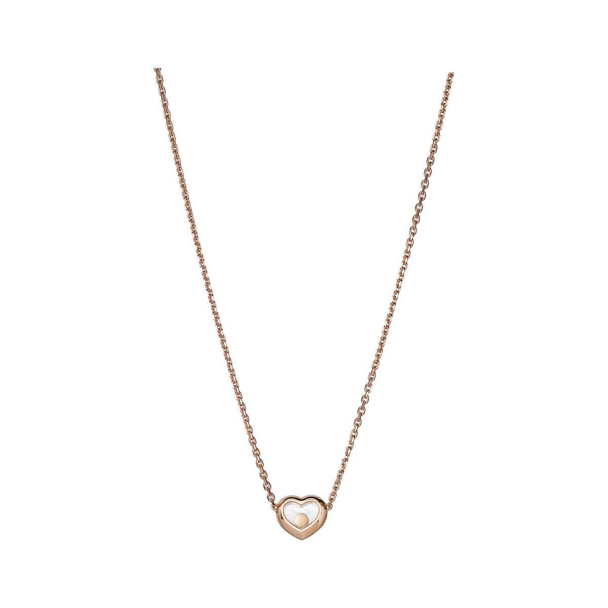 Chopard Happy Diamonds necklace in 18k ethical rose gold with moving diamonds view 4