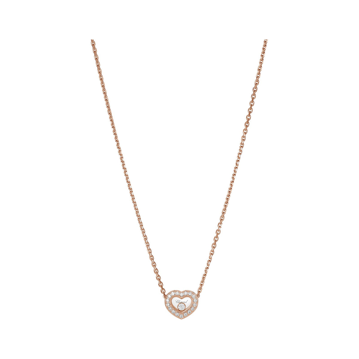 Chopard Happy Diamonds necklace in 18k ethical rose gold with moving diamonds