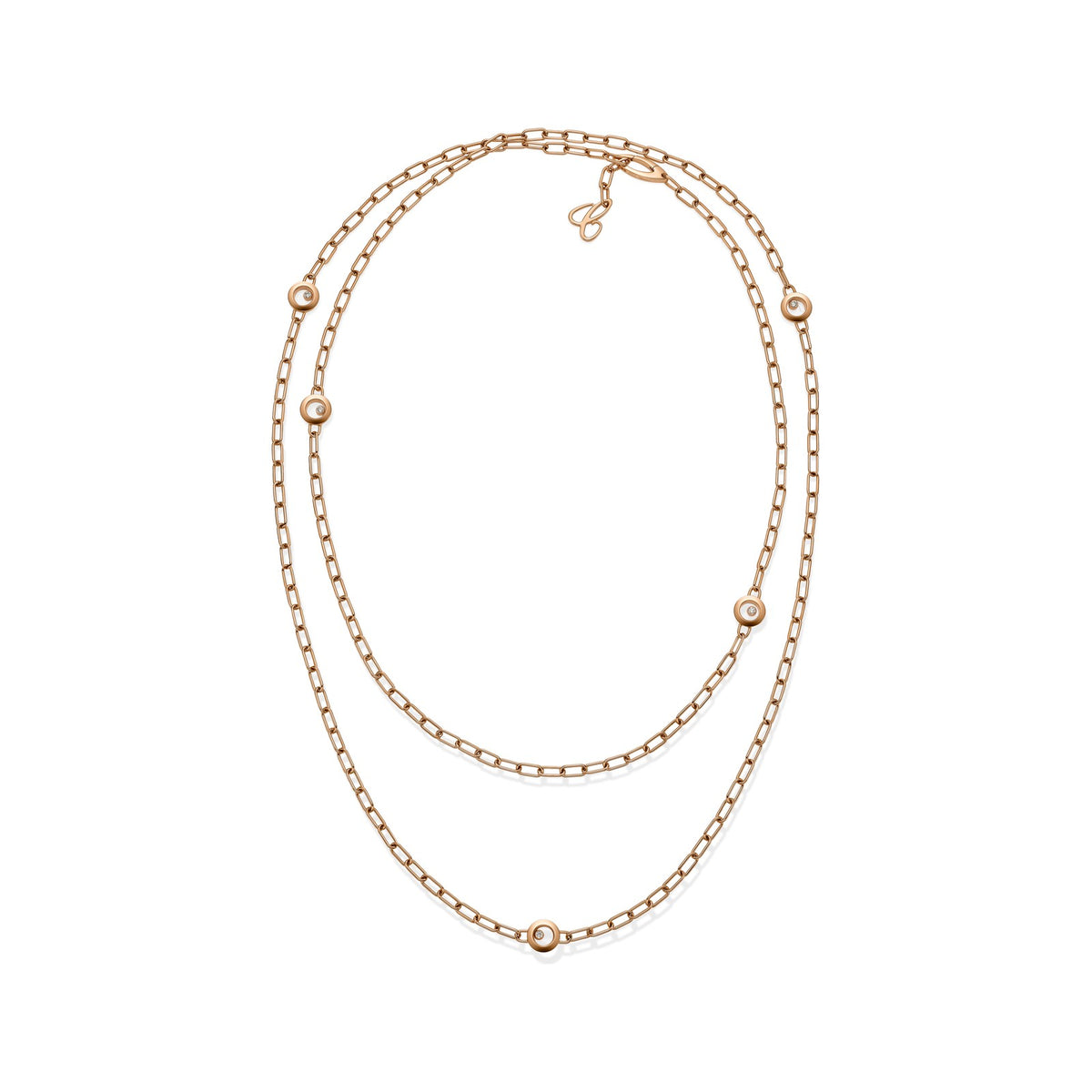 Chopard Happy Diamonds necklace in 18k ethical rose gold with moving diamonds