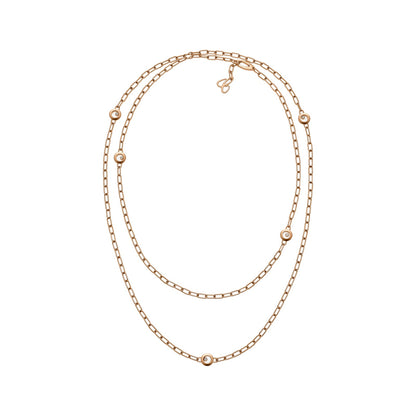 Chopard Happy Diamonds necklace in 18k ethical rose gold with moving diamonds view 2