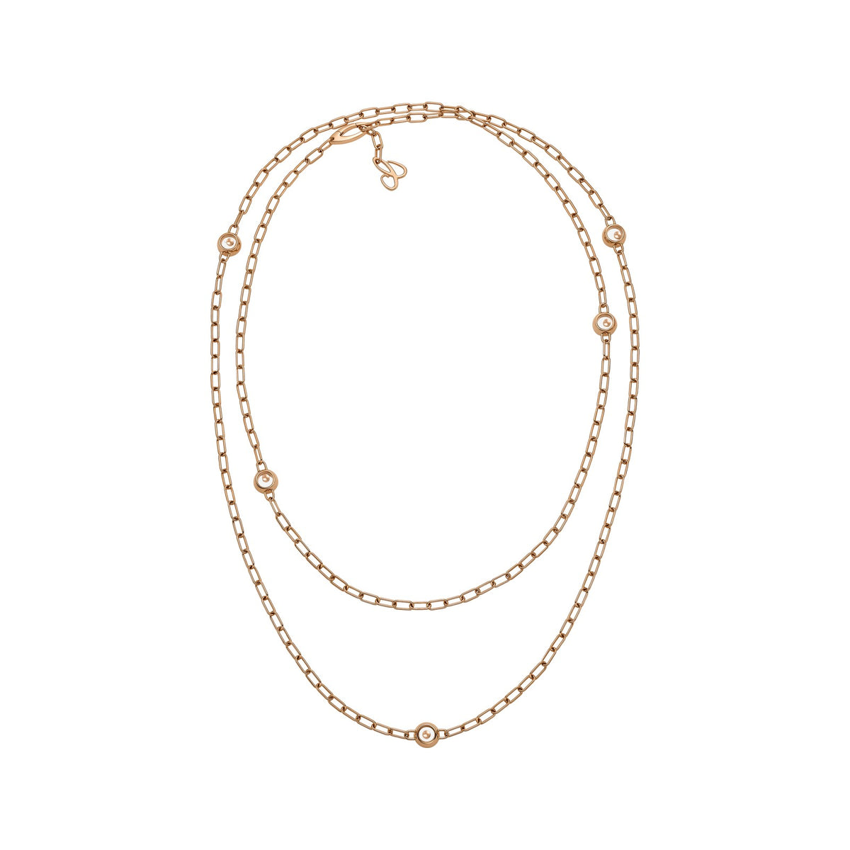 Chopard Happy Diamonds necklace in 18k ethical rose gold with moving diamonds view 3