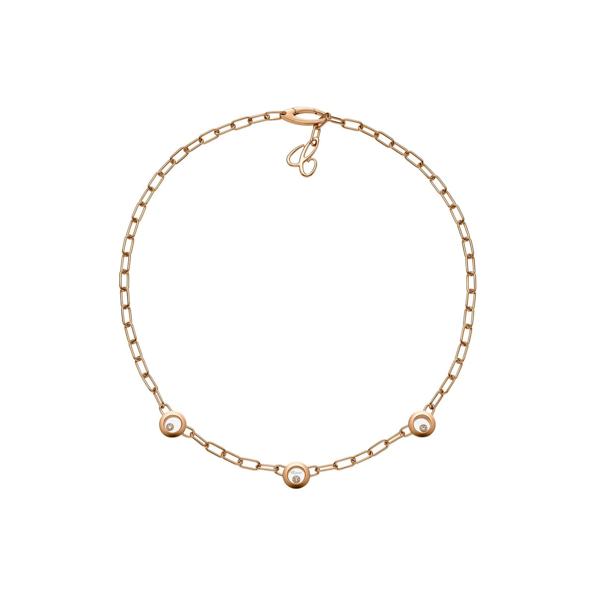 Chopard Happy Diamonds necklace in 18k ethical rose gold with moving diamonds