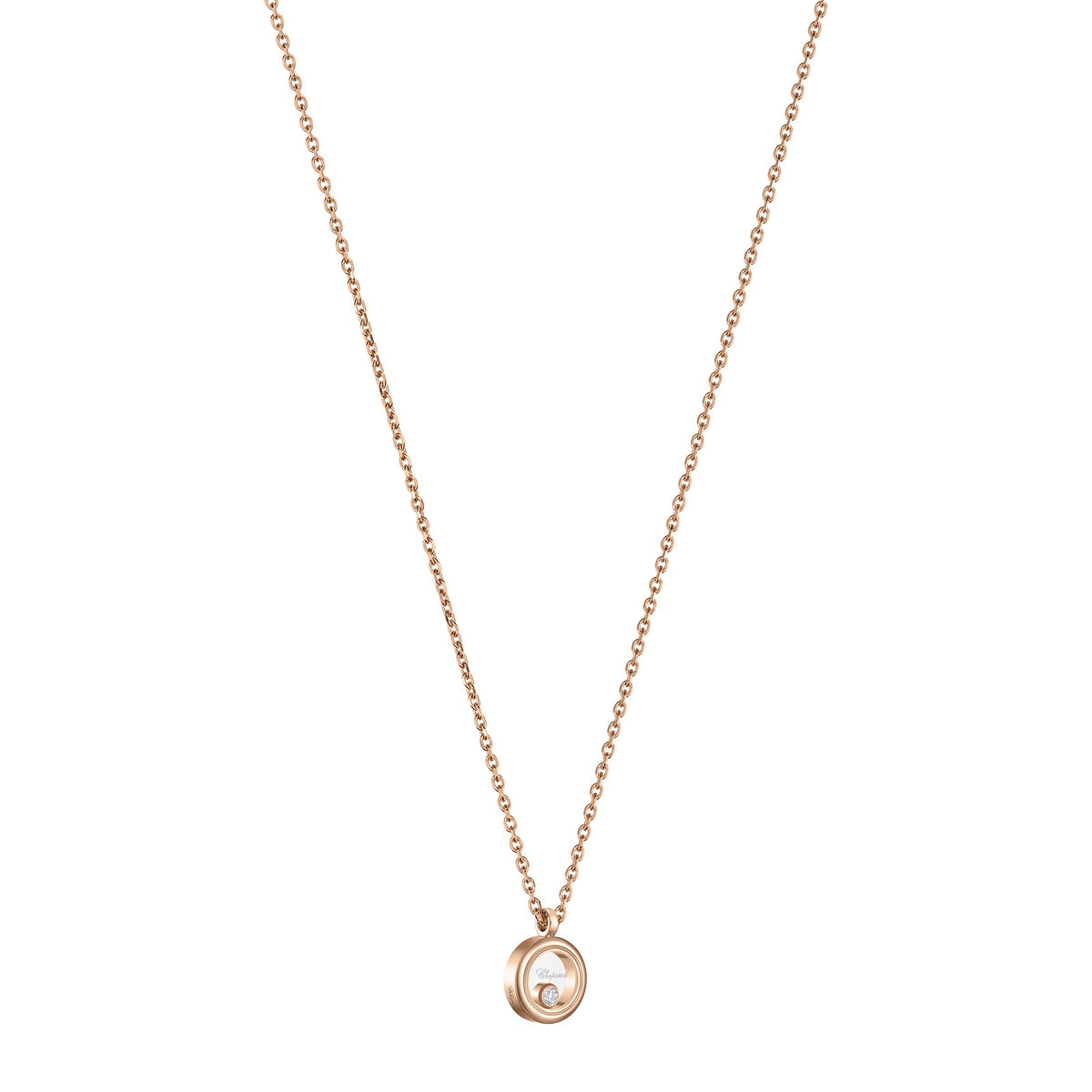 Chopard Happy Diamonds necklace in 18k ethical rose gold with diamonds view 2