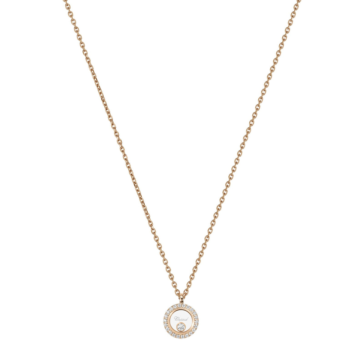 Chopard Happy Diamonds necklace in 18k ethical rose gold with diamonds