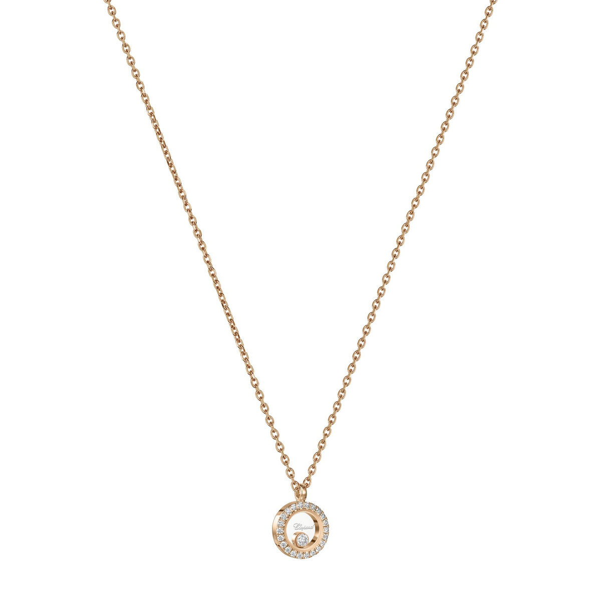 Chopard Happy Diamonds necklace in 18k ethical rose gold with diamonds view 2