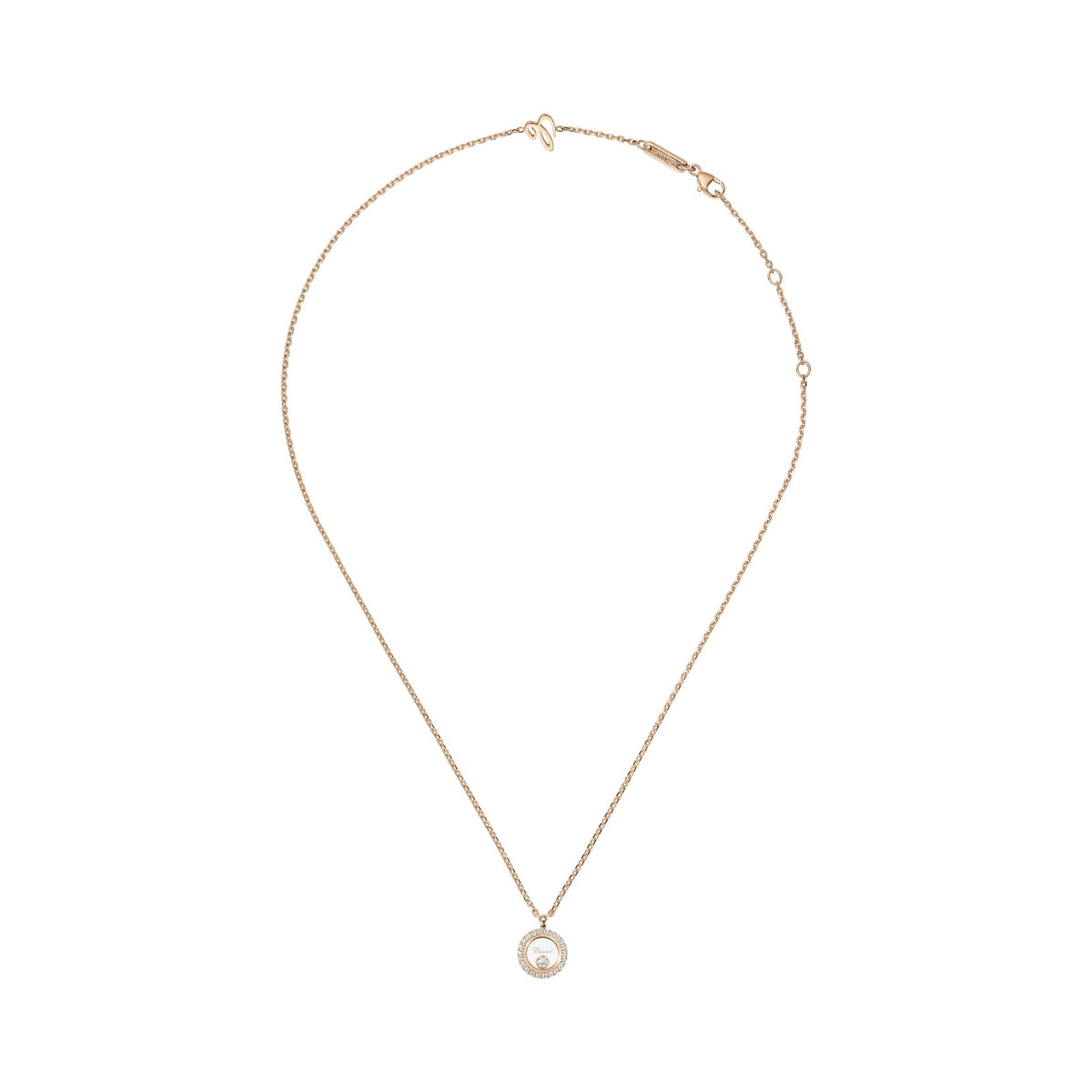 Chopard Happy Diamonds necklace in 18k ethical rose gold with diamonds view 3