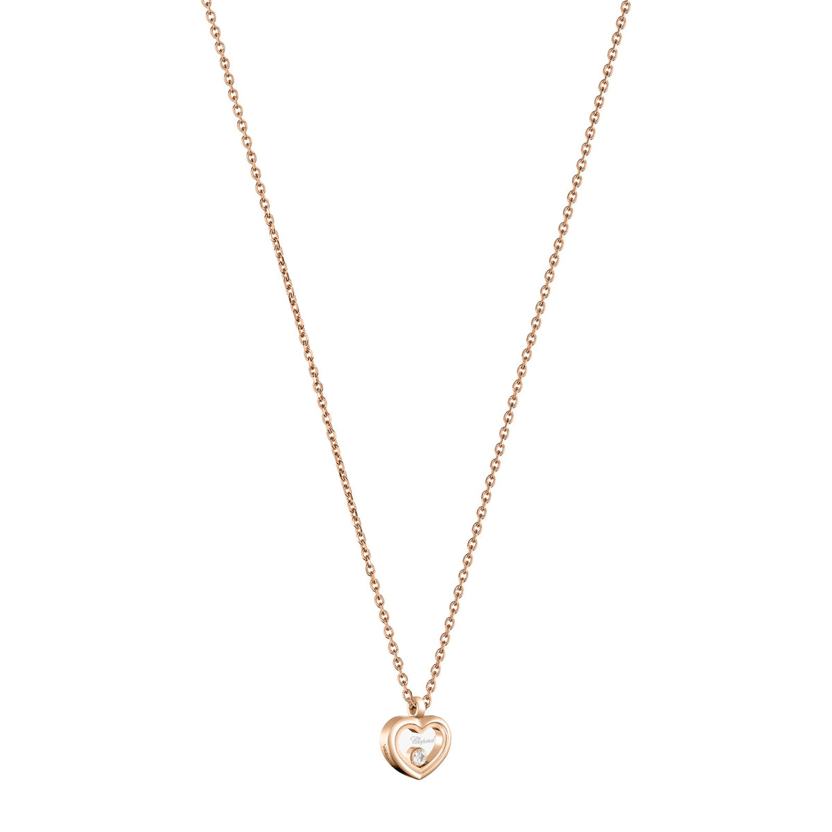 Chopard Happy Diamonds necklace in 18k ethical rose gold with diamonds, view 2