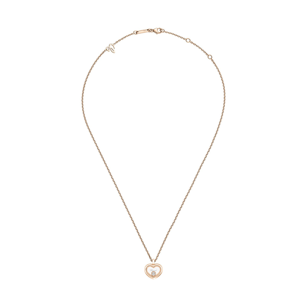 Chopard Happy Diamonds necklace in 18k ethical rose gold with diamonds, view 3