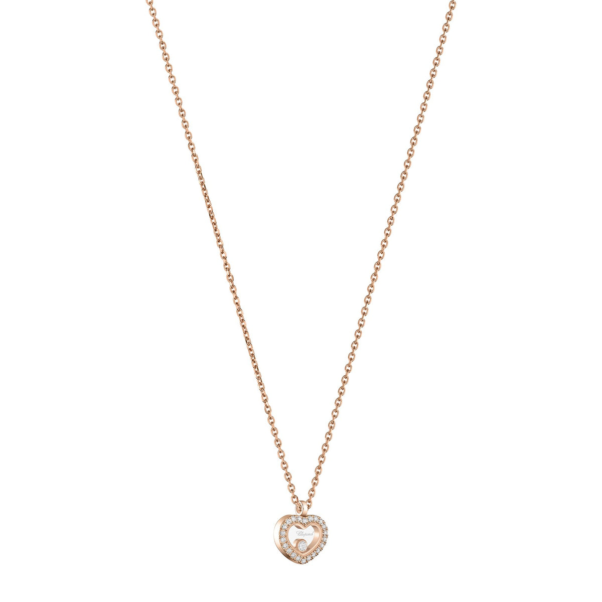 Chopard Happy Diamonds necklace in 18k ethical rose gold with diamonds, view 2